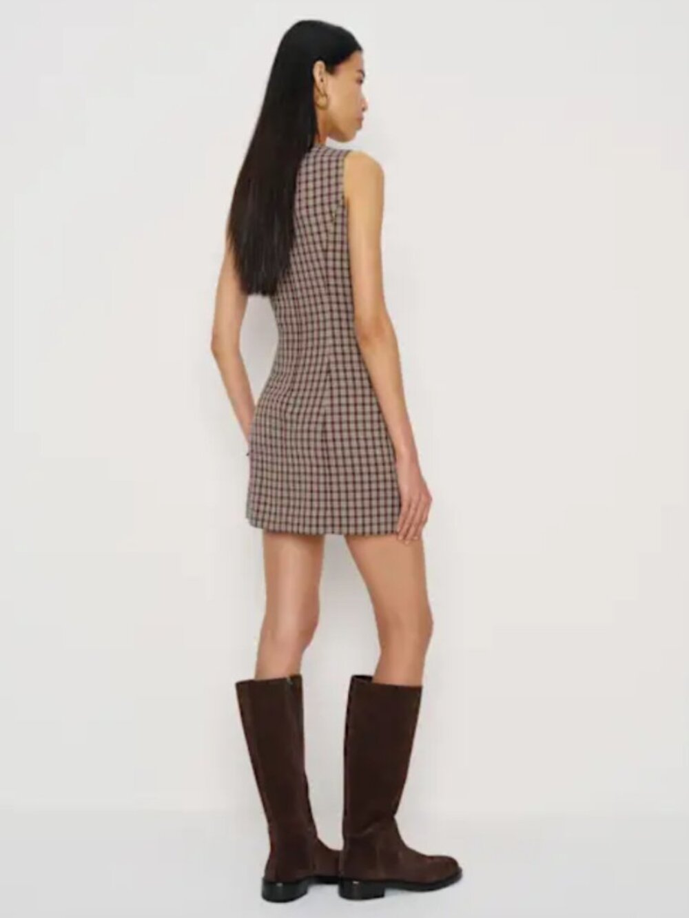 Reformation Brown Plaid Citron Mini Dress - Picture 4 of 6